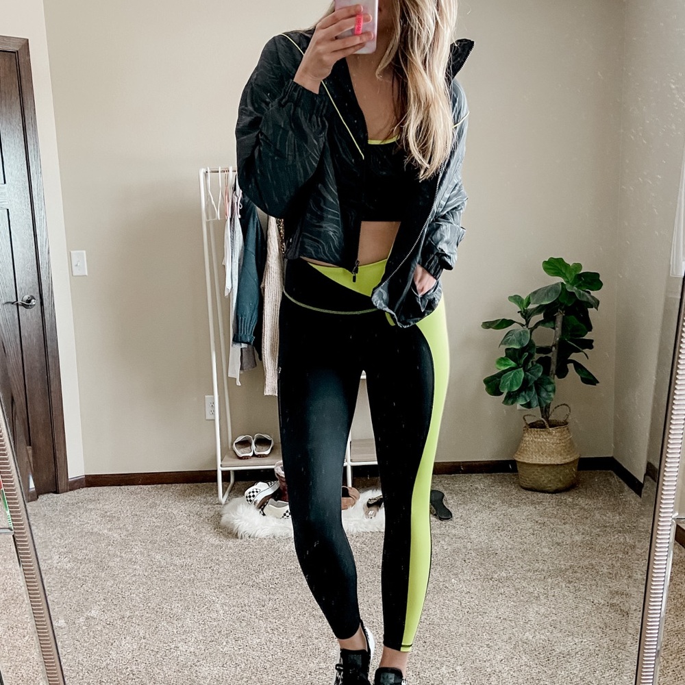 3-piece black and green fabletics set